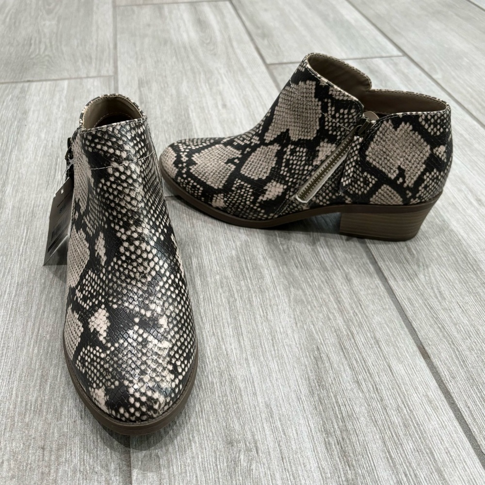 Time and Tru snake skin booties